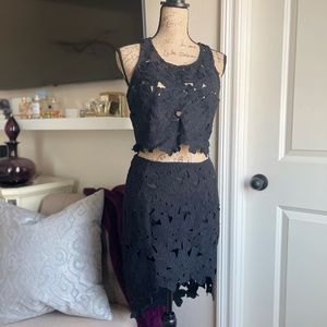 Flower Embroidered Skirt Co-ord